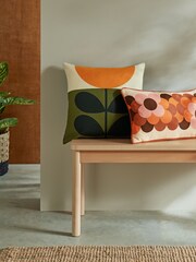 Orla Kiely Orange Sunflower 100% Cotton Cushion - Image 1 of 2