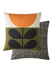 Orla Kiely Orange Sunflower 100% Cotton Cushion - Image 2 of 2