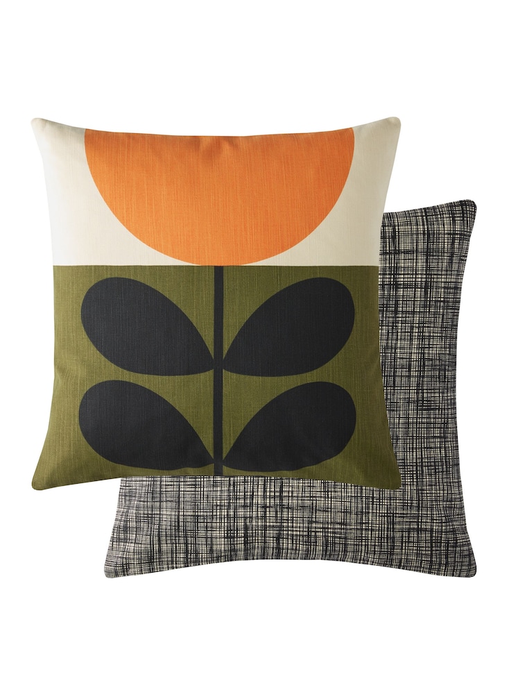 Orla Kiely Orange Sunflower 100% Cotton Cushion - Image 2 of 2
