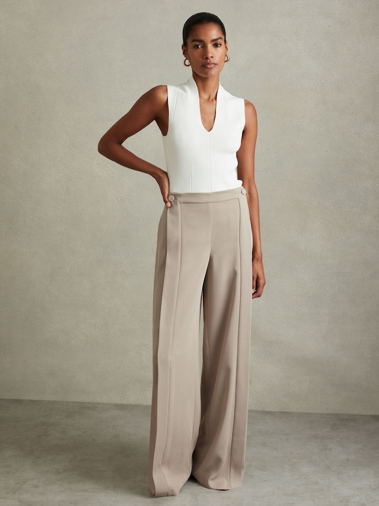Pantalon large à boutons sur le devant Reiss Coraline - Image 1 de 6