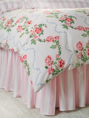 Cath Kidston Pink Flutter Valance Fitted 100% Cotton Sheet - Image 1 of 2
