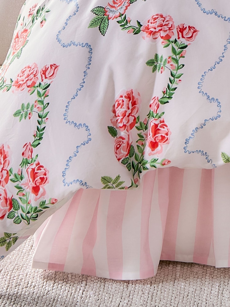 Cath Kidston Pink Flutter Valance Fitted 100% Cotton Sheet - Image 2 of 2