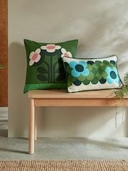 Orla Kiely Pine Green Buttercup 100% Cotton Cushion - Image 1 of 2