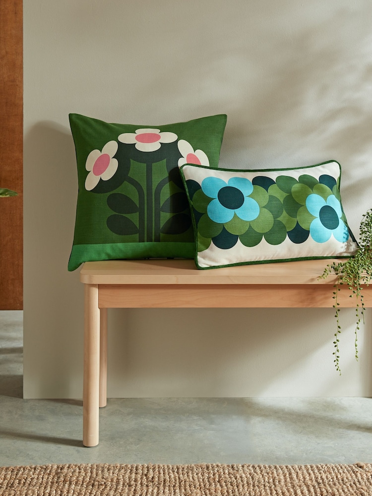 Orla Kiely Pine Green Buttercup 100% Cotton Cushion - Image 1 of 2