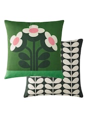 Orla Kiely Pine Green Buttercup 100% Cotton Cushion - Image 2 of 2