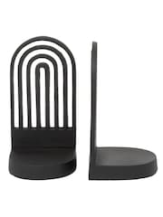 Fifty Five South Set of 2 Black Rubi Arched Bookends - Image 1 of 6