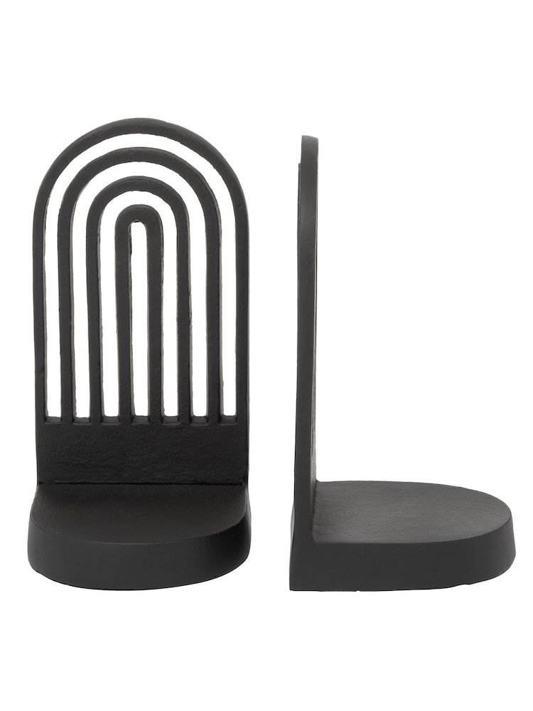 Fifty Five South Set of 2 Black Rubi Arched Bookends - Image 1 of 6