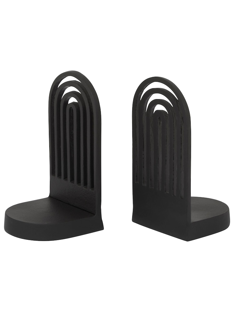 Fifty Five South Set of 2 Black Rubi Arched Bookends - Image 3 of 6