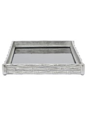 Fifty Five South Silver Hiba Bamboo Effect Mirrored Tray - Image 3 of 6