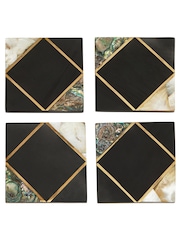 Fifty Five South Set of 4 Black/Gold Oriana Coasters - Image 1 of 6