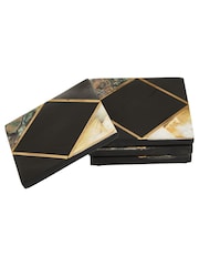 Fifty Five South Set of 4 Black/Gold Oriana Coasters - Image 3 of 6