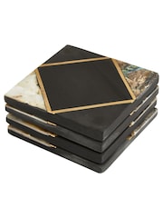 Fifty Five South Set of 4 Black/Gold Oriana Coasters - Image 4 of 6