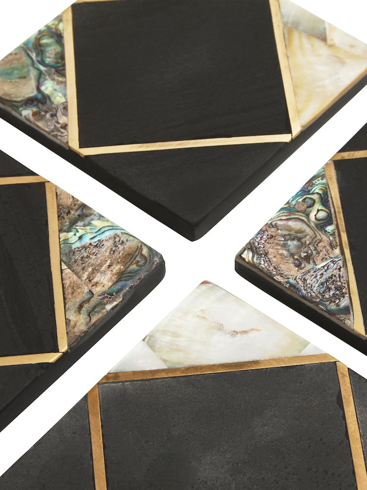 Fifty Five South Set of 4 Black/Gold Oriana Coasters - Image 6 of 6