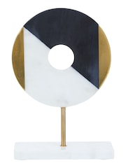 Fifty Five South Black and White Omari Disc Sculpture - Image 1 of 6