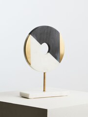 Fifty Five South Black and White Omari Disc Sculpture - Image 5 of 6