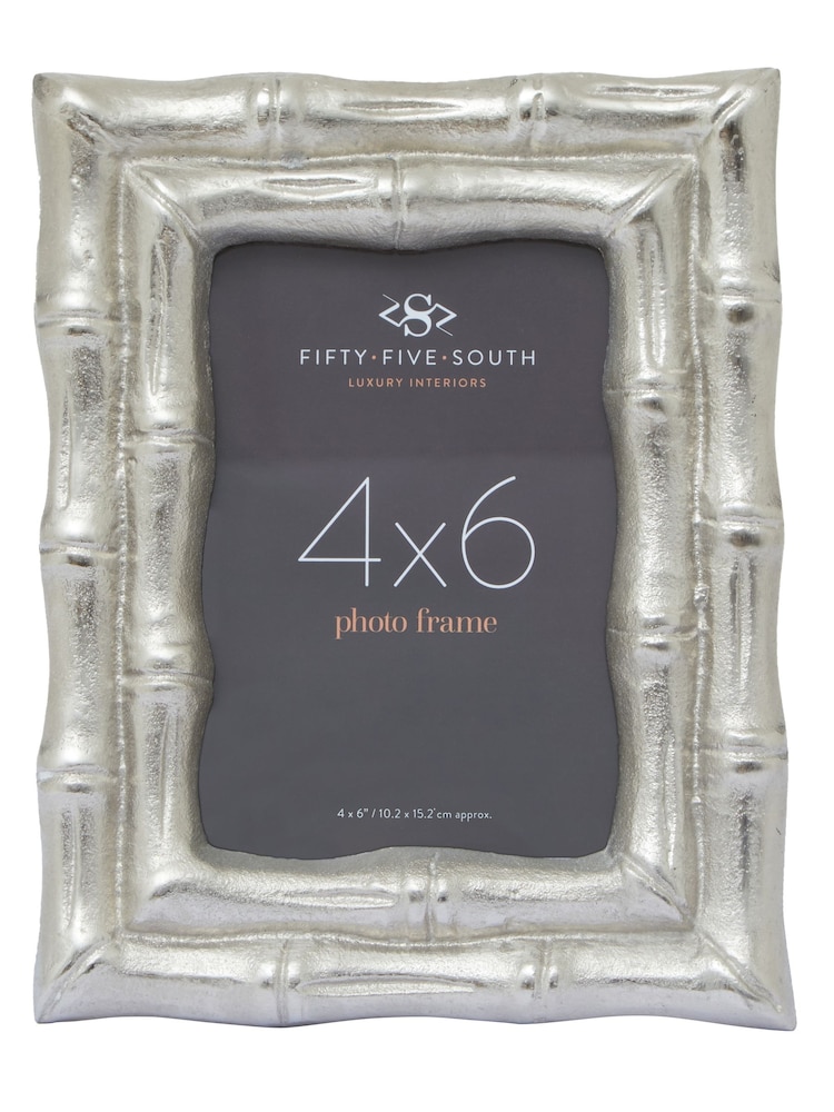Fifty Five South Silver Hiba Bamboo Effect Photo Frame 4x6 - Image 1 of 6