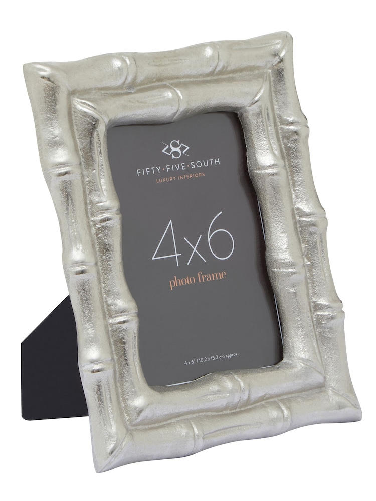 Fifty Five South Silver Hiba Bamboo Effect Photo Frame 4x6 - Image 2 of 6