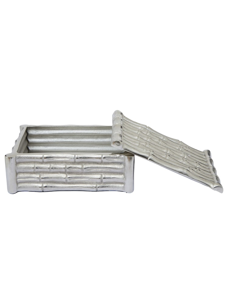 Fifty Five South Silver Hiba Bamboo Effect Trinket Box - Image 2 of 6