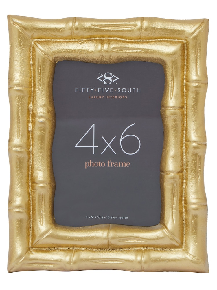 Fifty Five South Gold Hiba Bamboo Effect Photo Frame 4x6 - Image 1 of 6 Fifty Five South Gold Hiba Bamboo Effect Photo Frame 4x6 - Image 1 of 6