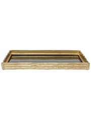 Fifty Five South Gold Hiba Bamboo Effect Mirrored Tray - Image 1 of 6