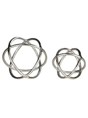 Fifty Five South Set of 2 Silver Textured Ornaments Sculptures - Image 1 of 2