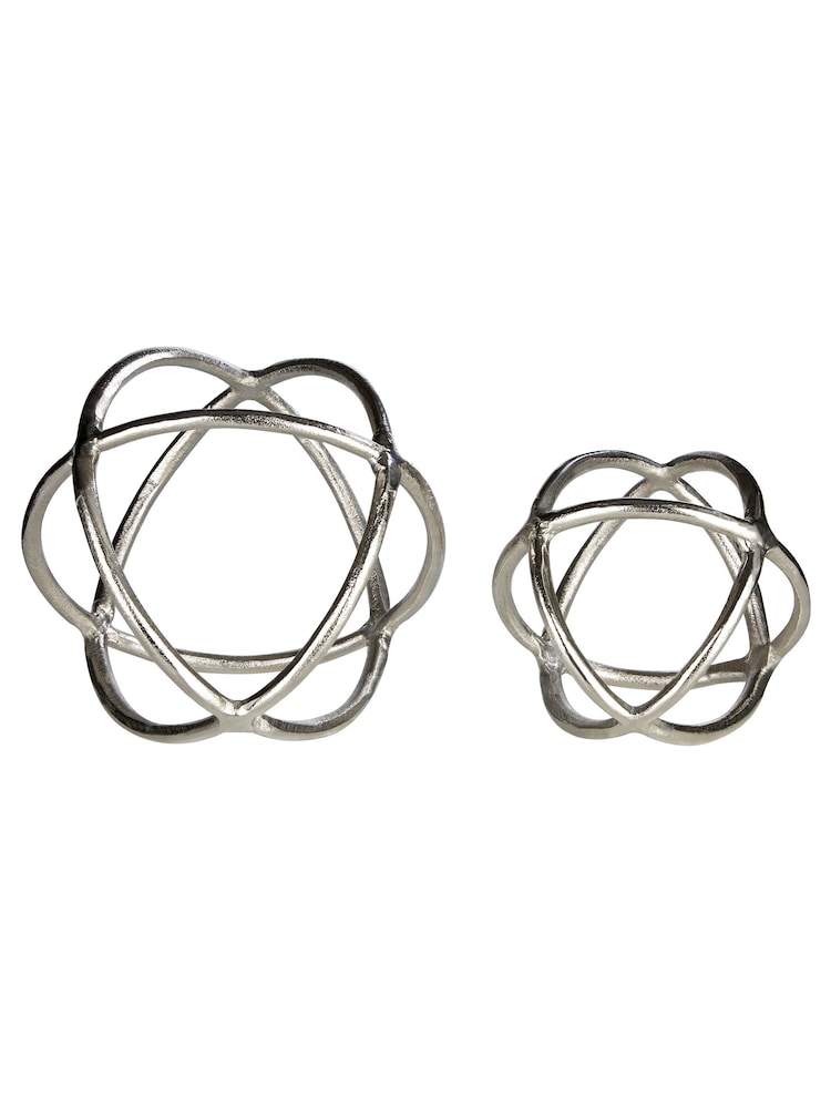 Fifty Five South Set of 2 Silver Textured Ornaments Sculptures - Image 1 of 2 Fifty Five South Set of 2 Silver Textured Ornaments Sculptures - Image 1 of 2