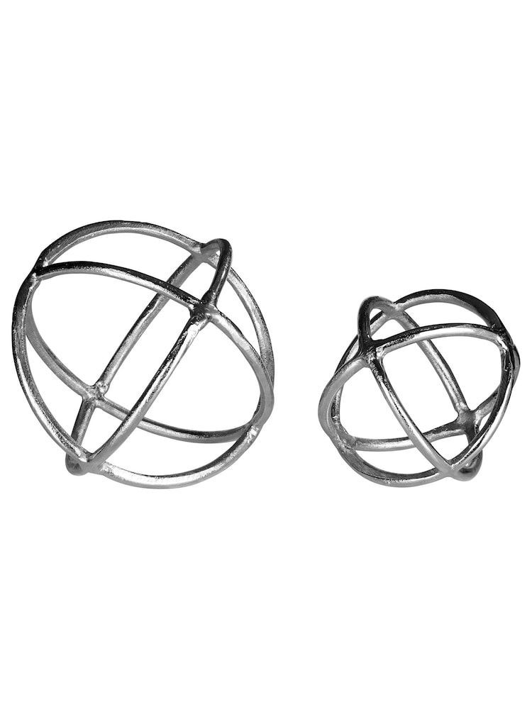 Fifty Five South Set of 2 Silver Textured Ornaments Sculptures - Image 2 of 2 Fifty Five South Set of 2 Silver Textured Ornaments Sculptures - Image 2 of 2