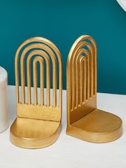 Fifty Five South Set of 2 Gold Rubi Arched Bookends - Image 2 of 6
