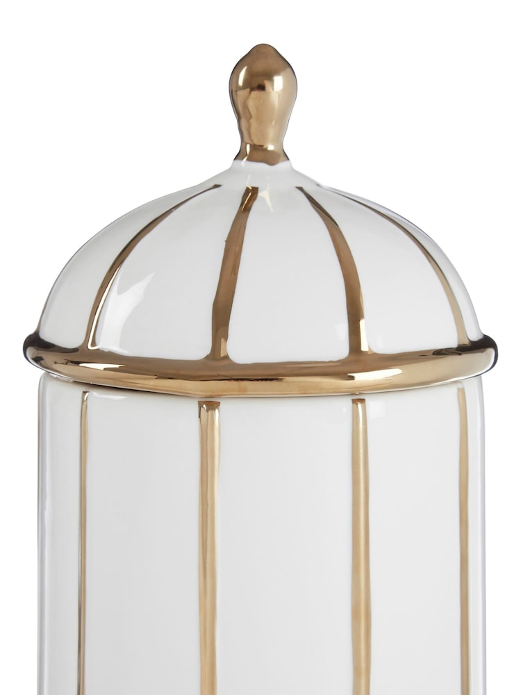 Fifty Five South White Coletta Ceramic Jar with Lid - Image 4 of 4 Fifty Five South White Coletta Ceramic Jar with Lid - Image 4 of 4