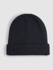 Reiss Navy Chesterfield Set Ribbed Hat and Scarf Set - Image 3 of 4