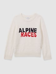 Reiss Off White Bonham 3-9 yrs Wool-Blend Alpine Race-Intarsia Jumper - Image 2 of 4
