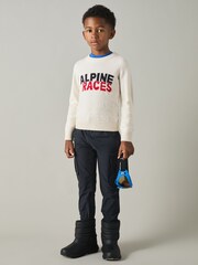 Reiss Off White Bonham 3-9 yrs Wool-Blend Alpine Race-Intarsia Jumper - Image 3 of 4