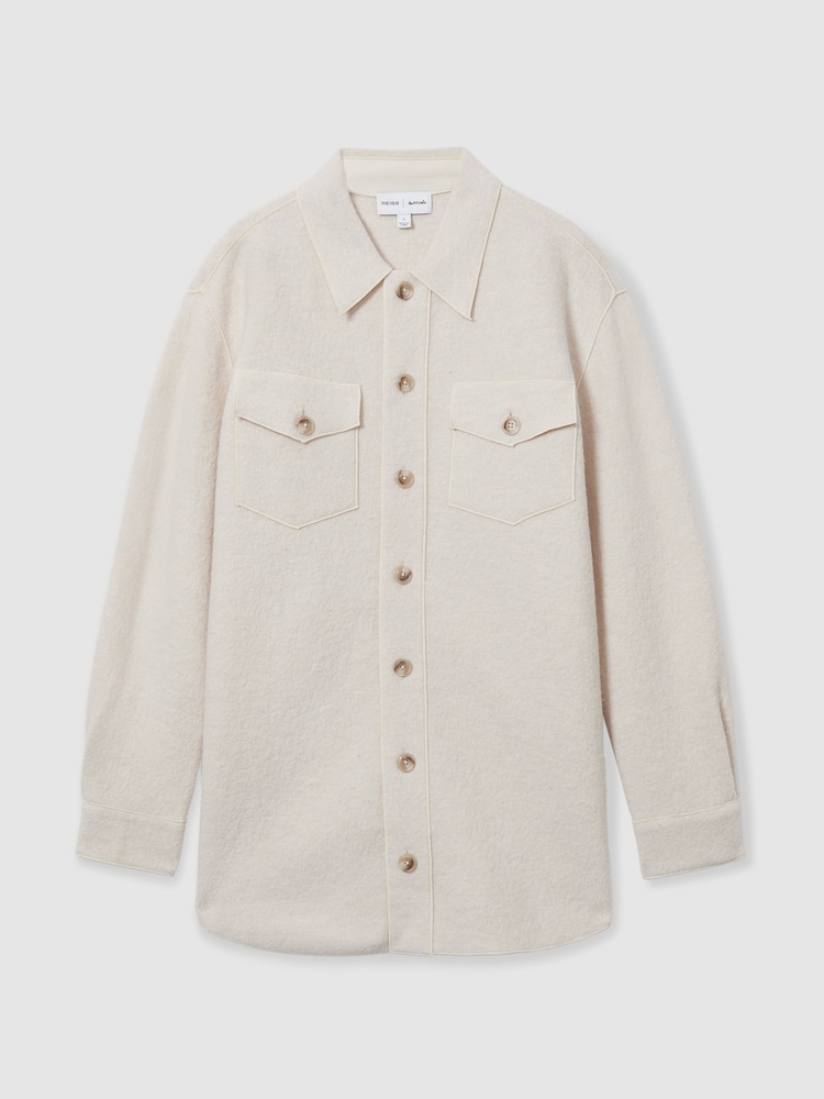 LES 100 CIEL Cream Reiss | Les 100 Ciels Boiled-Wool Bouclé Overshirt - Image 2 of 7