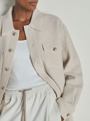 LES 100 CIEL Cream Reiss | Les 100 Ciels Boiled-Wool Bouclé Overshirt - Image 4 of 7