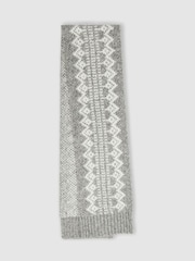 Reiss Berwin FairIsle Pattern Hat and Scarf Set - Image 2 of 4