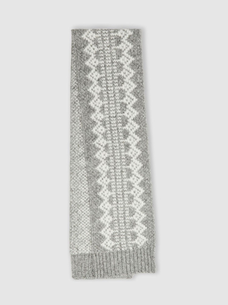 Reiss Berwin FairIsle Pattern Hat and Scarf Set - Image 2 of 4