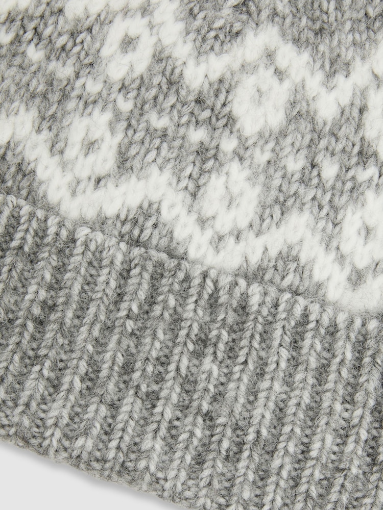 Reiss Berwin FairIsle Pattern Hat and Scarf Set - Image 4 of 4