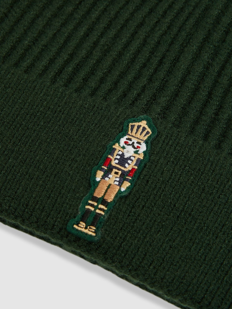 Изумрудно-зеленый - Reiss Cornelius Nutcracker Embroidered Hat and Scarf Set - Image 4 of 4