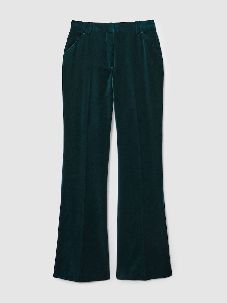 Reiss Teal Parisa Petite Velvet Flared Suit Trousers - Image 2 of 8