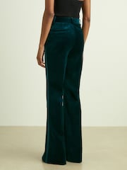 Reiss Teal Parisa Petite Velvet Flared Suit Trousers - Image 6 of 8