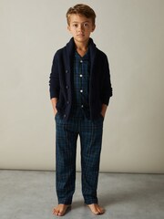 Reiss Green/Navy/White Tomba Set 13-14 yrs Brushed-Cotton Check Pyjama Set - Image 3 of 5