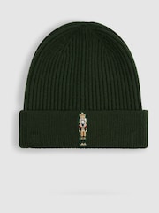 Reiss Emerald Green Cornelius Christmas Nutcracker-Embroidered Hat and Scarf Set - Image 3 of 4