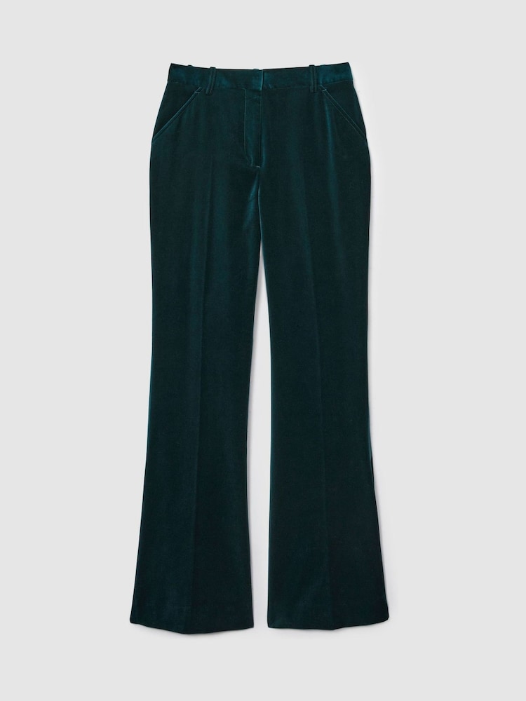Reiss Teal Parisa Velvet Flared Suit Trousers - Image 2 of 7 Reiss Teal Parisa Velvet Flared Suit Trousers - Image 2 of 7