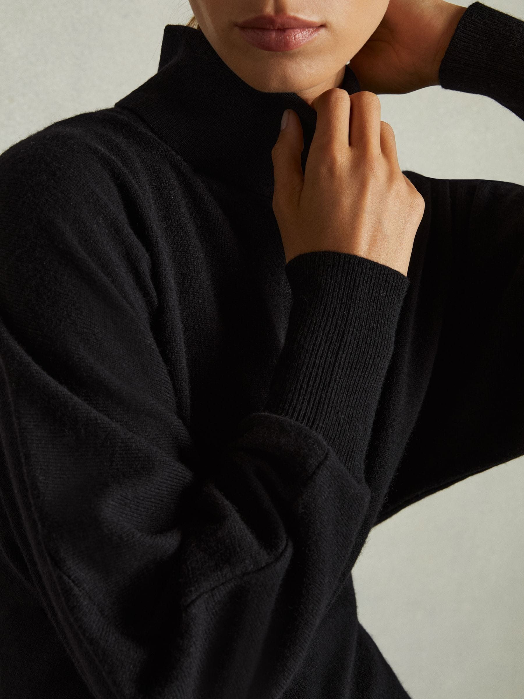 Buy Reiss Black Winslet Roll-Neck Knitted Midi Dress With