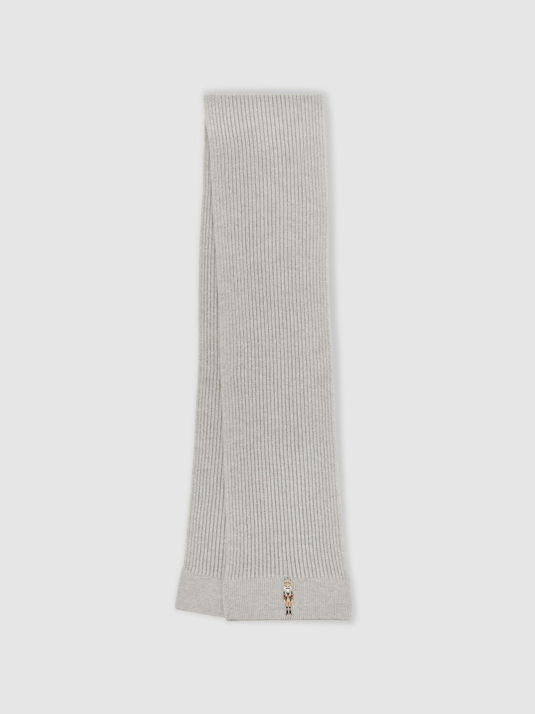 Мягкий меланж Серый - Reiss Cornelius Nutcracker Embroidered Hat and Scarf Set - Image 2 of 4