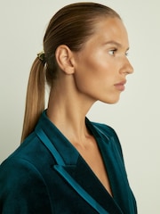 Reiss Teal Parisa Velvet Single Breasted Suit Blazer - Image 5 of 8