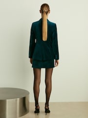 Reiss Teal Parisa Velvet Single Breasted Suit Blazer - Image 6 of 8