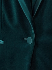 Reiss Teal Parisa Velvet Single Breasted Suit Blazer - Image 8 of 8