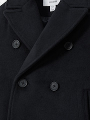 Reiss Navy Bergamo 13-14 yrs Wool-Blend Twill Double-Breasted Coat - Image 5 of 5