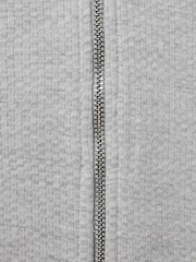 Reiss Grey Melange Vark 9-13 yrs Cotton Blend Textured Zip-Front Hoodie - Image 4 of 4